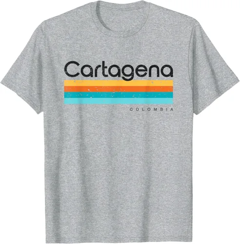Vista 51 de Camiseta vintage de Cartagena Colombia con diseño retro, Blanco, S
