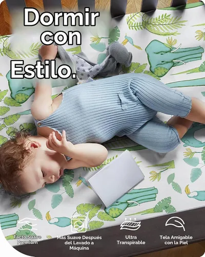 Vista 3 de Sábanas suaves para cuna de niño de alta calidad, sábana bajera para cuna ultra transpirable, sábanas súper elásticas de 28 x 52 x 9 pulgadas