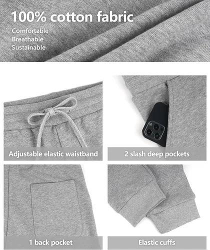 Vista 3 de Zylioo Pantalones deportivos altos para mujer, pantalones deportivos de algodón extra largos para mujeres altas, pantalones deportivos