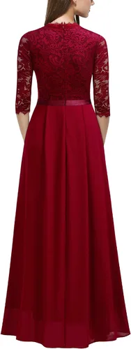 Vista 2 de MISSMAY - Vestido largo, de encaje floral, formal, para mujer, con mangas 23