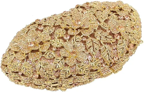 Vista 7 de Boutique De FGG Bolso de noche de flores de embrague de cristal de lujo para mujer, bolso de boda nupcial, bolso