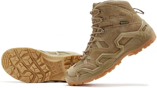 Vista 4 de ROCKROOSTER Botas de senderismo impermeables para hombre, ligeras, al tobillo, senderismo, mochileros, zapatos al aire libre, zapatos tácticos