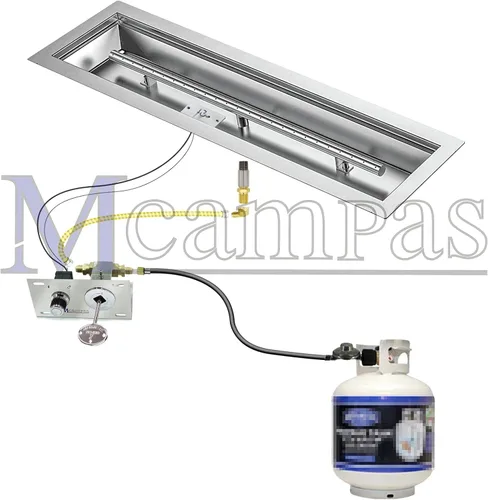 Vista 2 de Kit de Encendido para Hoguera con Encendido por Chispa de Botón Pulsador, Válvula de Cierre de 1/2" y Llave de 3", Compatible con Propano y Gas