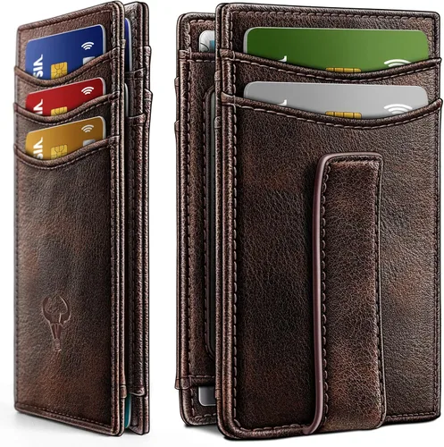 Vista 32 de BULLIANT Billetera Airtag para hombre, delgada con clip para dinero, cierre magnético, 12 tarjetas en el bolsillo frontal, bloqueo RFID