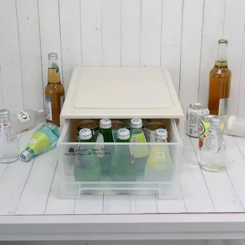 Vista 6 de Obstnny - Paquete de 2 cajones de almacenamiento de plástico, apilables, 17.8 cuartos de galón Caja de cajones de escritorio