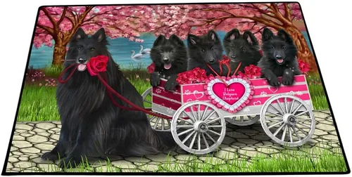 Vista 12 de Doggie of the Day Belgian Shepherd Dogs Floor Mat - 4th of July Independence Day - Best Dog Doormat - Protector Decor - Unique Portrait Art