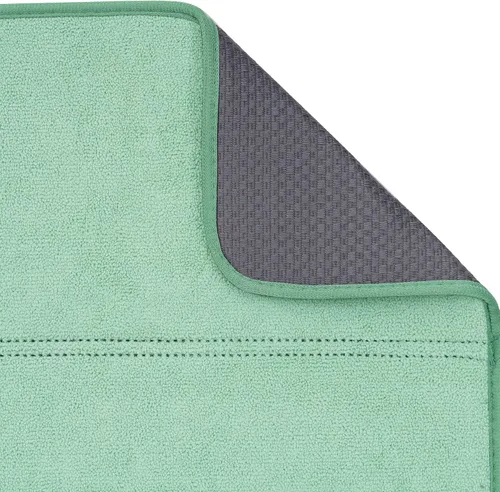 Vista 7 de FRESHMINT - Juego de 2 alfombrillas para secar platos, 14 x 17 pulgadas, color verde claro Secado rápido, ultra absorbente, microfibra, lavable