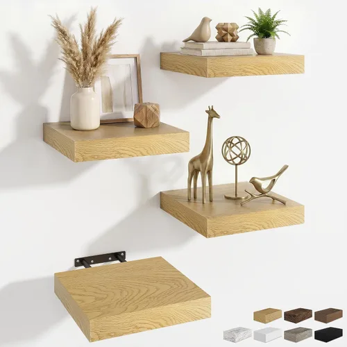 Vista 78 de RICHFOCUS Estantes flotantes de 8 pulgadas para estantes cuadrados de pared para dormitorio, cocina, baño, estante flotante de madera rústica