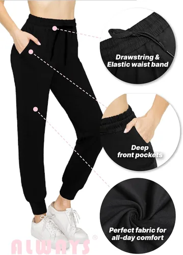 Vista 5 de ALWAYS - Pantalones deportivos casuales con bolsillos para mujer, muy suaves, elásticos y cómodos