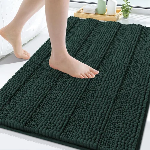 Vista 254 de Grandaily Alfombras de baño de felpilla a rayas de 24 x 16 pulgadas, extra gruesas y suaves, absorbentes, parte trasera de goma, alfombra de ducha
