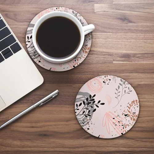 Vista 3 de Juego de 4 posavasos de escritorio estéticos de cerámica para mujer, diseño floral de primavera