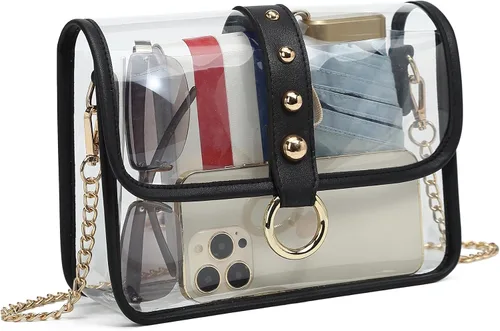 Vista 9 de Bolsa transparente aprobada para estadios, bolso transparente para mujer, bolsa cruzada para eventos deportivos, conciertos