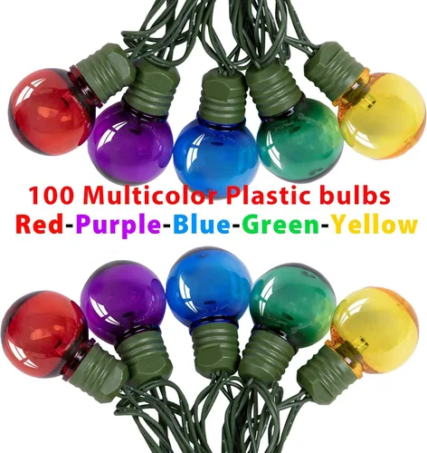 Vista 2 de 100 luces LED de 15 metros de bolas de Navidad redondas G30 al aire libre, luces de bolas pequeñas de Navidad redondas G30, impermeables
