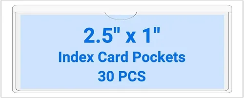 Vista 15 de 30 PCS Clear Self Adhesive Plastic Label Pockets, Top Loading Business & Library Index Card Holders, Peel and Stick Sleeves for Storage Bins, Totes