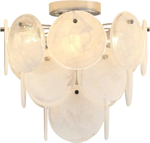 Vista 9 de Moderna lámpara de techo de cristal de montaje empotrado, acabado cromado, luces de pasillo vintage, lámpara única de 4 luces para dormitorio