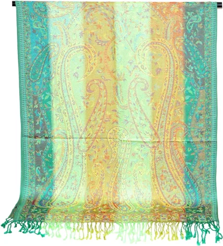 Vista 2 de Bufanda Pashmina para mujer, diseño de arcoíris, colorido, suave, ligero, chal de boda