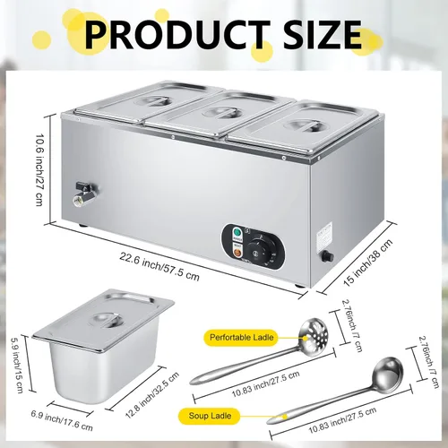 Vista 2 de Calentador eléctrico comercial de alimentos de 110 V, calentador de alimentos de acero inoxidable, vaporizador eléctrico de encimera con control