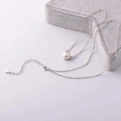 Vista 4 de Paialco Collar con colgante de gatito de plata esterlina con perlas de agua dulce cultivadas, Perla