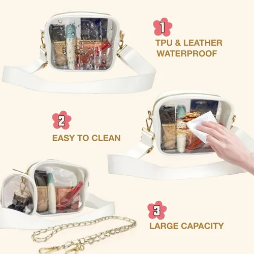Vista 10 de Clear Bag for Stadium Events, Stadium Approved Clear Crossbody Purse Bag with 4 Detachable Straps and Mini Transparent Bag