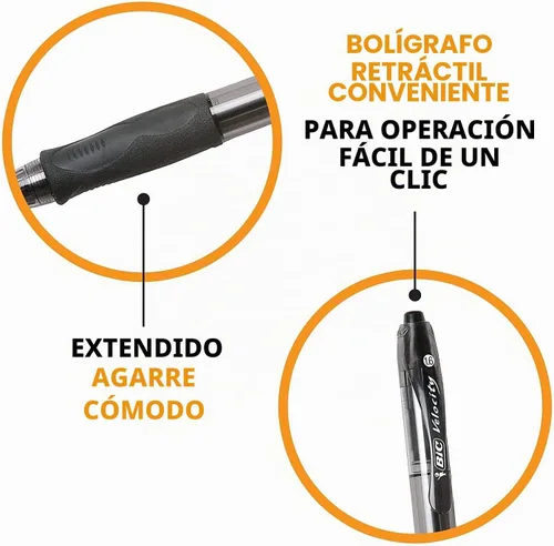 Vista 7 de BIC VLGB11BK Velocity Bolígrafo retráctil, tinta negra, 0.063 in, audaz, docena