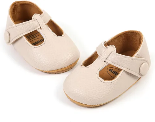 Vista 6 de SOFMUO Zapatos deportivos de cuero con cordones para bebés, niños y niñas, suela de goma suave, mocasines Oxford para recién nacidos