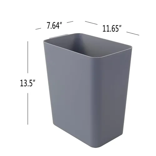 Vista 2 de Paquete de 3 cubos de basura grises de 4.5 galones, contenedor de basura Construcción de plástico resistente, forma rectangular que ahorra