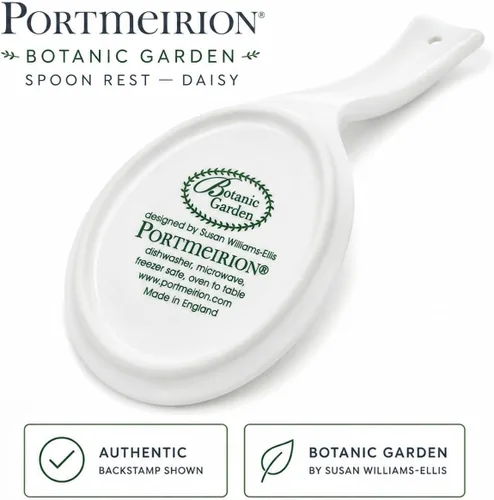 Vista 10 de Portmeirion Botanic Garden - Soporte para cuchara de cocina y encimera de cocina, diseño floral de margaritas, hecho de porcelana, 8.75 pulgadas