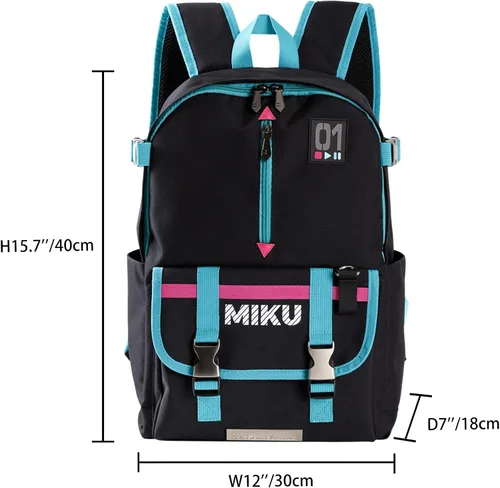 Vista 7 de x Mochila de viaje Hatsune Miku Collaboration para mujer y hombre, Anime