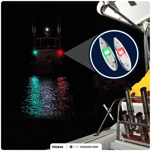 Vista 3 de Five Oceans Luces de navegación para barcos, luz de arco LED, luces de navegación para barcos rojas y verdes, luz lateral de montaje vertical, 12 V