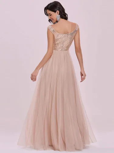 Vista 2 de Ever-Pretty Vestido formal de noche con cuello en V y lentejuelas para mujer 0277