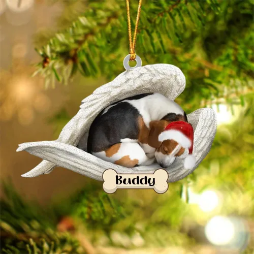 Vista 59 de Afghan Hounds - Adorno de Navidad con alas de ángel durmiente, recuerdo personalizado para perros 2024, adorno de forma acrílica, regalos