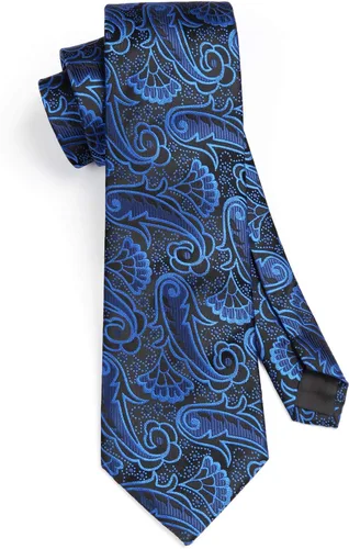 Vista 198 de HISDERN Corbatas para hombre, corbata de cachemira y bolsillo cuadrado tejido clásico floral para hombre, corbata de fiesta de boda