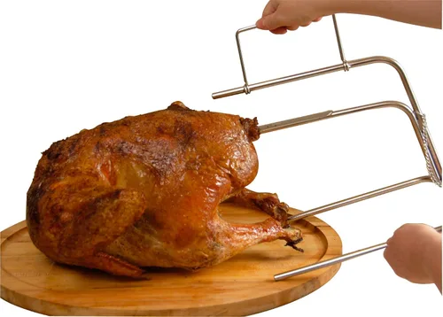 Vista 3 de Camerons Tostador de pavo original DunRite patentado de acero inoxidable al revés, cocina en el aire y no en la grasa, mantiene los jugos dentro