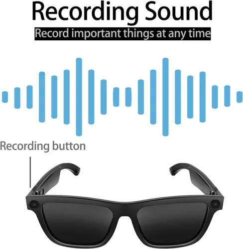 Vista 3 de Lentes inteligentes con cámara, gafas de video HD 1080P, gafas de sol de protección UV con traducción AI en tiempo real, audio Bluetooth, sonido