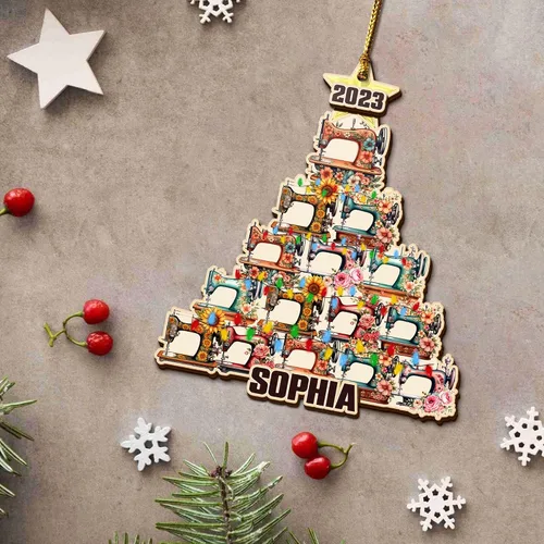 Vista 6 de V VIBEPY Adornos de costura personalizados impresos en todas partes, adornos de Navidad de costura, adornos de edredón, adornos de 3.5 pulgadas, 3