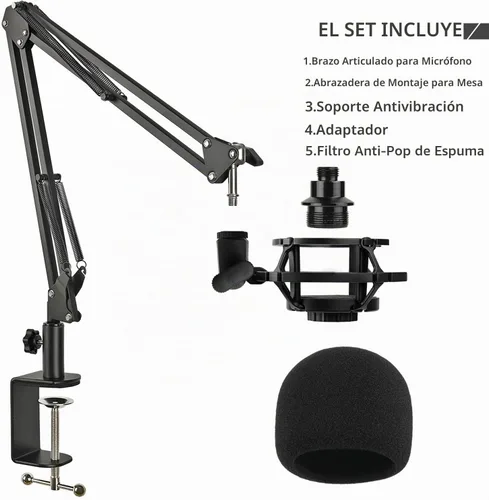 Vista 6 de Razer Seiren Mini Brazo Articulado Soporte de Micrófono con Filtro Pop, Soporte Antivibración, Abrazadera Resistente Mejorada, Soporte de Brazo