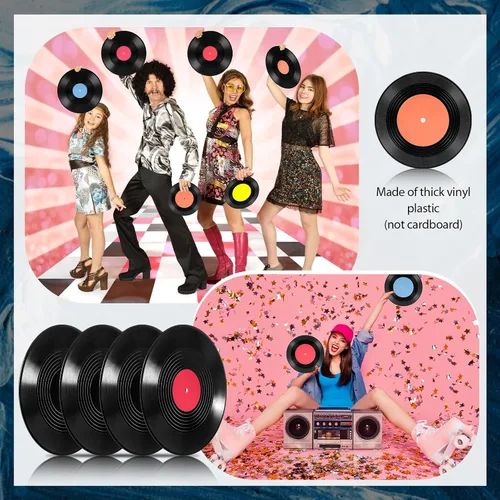 Vista 4 de Tellegloww 12 discos de vinilo en blanco para decoración de fiestas retro de 12 pulgadas y 7 pulgadas, para decoración de fiestas retro de los años
