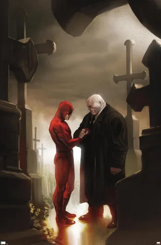 Vista 9 de Trends International Marvel Comics - Póster de pared de Kingpin - Daredevil in Cemetery, 14.72 x 22.37 pulgadas, versión enmarcada de madera