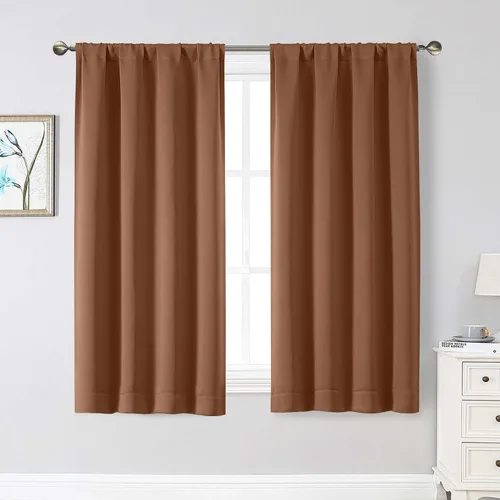 Vista 22 de Cortinas opacas para dormitorio, sala de estar, juego de 2 paneles de 54 pulgadas de largo, cortinas de oscurecimiento de habitación con aislamiento