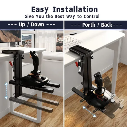 Vista 4 de FLAONUSGT Foldable Hotas Mount Desk Mount for Flight Joystick for Logitech X52X52 ProX56 Thrustmaster T16000M HOTAS Warthog T Flight One4TCAVKB