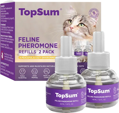 Vista 10 de TopSum Repuesto de difusor calmante para gatos: 1 repuesto de feromonas para gatos calmantes – Ayuda a reducir rasguños, micción, maullidos