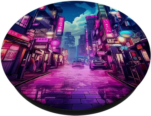 Vista 2 de PopSockets PopGrip estándar de moda japonesa Vaporwave Kanji Japón