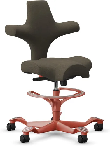 Vista 16 de HAG Capisco Sit to Stand - Silla de pie con marco negro, tapizada de ónix negro con anillo para el pie Negro Onyx