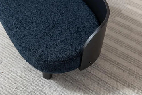 Vista 3 de HomSof Cama elevada para perros y gatos de 26.77 pulgadas, estilo escandinavo, sofá para mascotas con patas de madera maciza y respaldo de madera