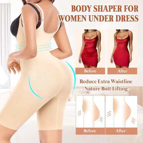 Vista 4 de Ganado Bodysuit for Women Tummy Control Shapewear Seamless Fajas Open-Bust Mid-Thigh Body Shaper
