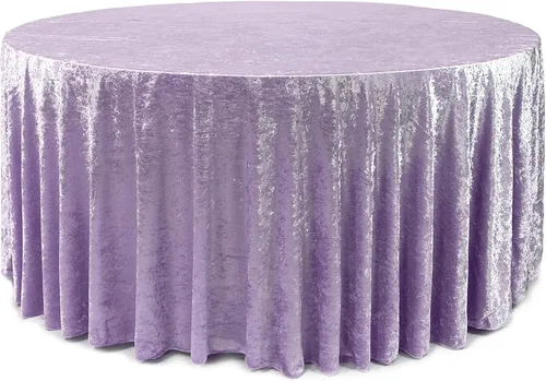 Vista 15 de YOUR CHAIR COVERS - Mantel redondo de terciopelo aplastado de 120 pulgadas para mesas redondas de 5 pies - Negro