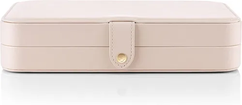 Vista 8 de Vlando Joyero de viaje para mujer, organizador de joyas de cuero portátil, para collares, aretes, anillos, pulseras, tamaño pequeño, regalos