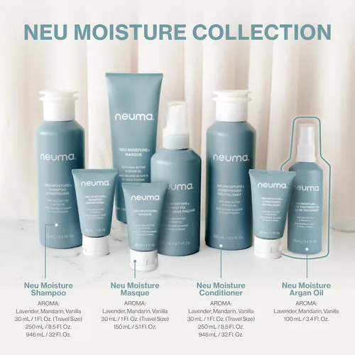 Vista 8 de Neuma Aceite de tratamiento de argán Neu Moisture para cabello, 3.4 onzas líquidas Fórmula ligera con manteca de karité y aceite de argán