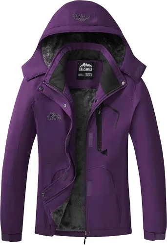 Vista 8 de ELLSWOS - Abrigos de invierno para mujer, resistentes al agua, chaqueta de esquí, abrigos cálidos para la nieve, cortavientos, impermeable