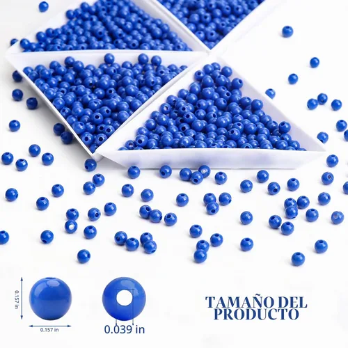 Vista 3 de BONNY BOXX 2000 piezas 4 mm cuentas redondas de acrílico de zafiro suave, bolas de plástico de chicle de burbujas, cuentas gruesas de bolas de Azul